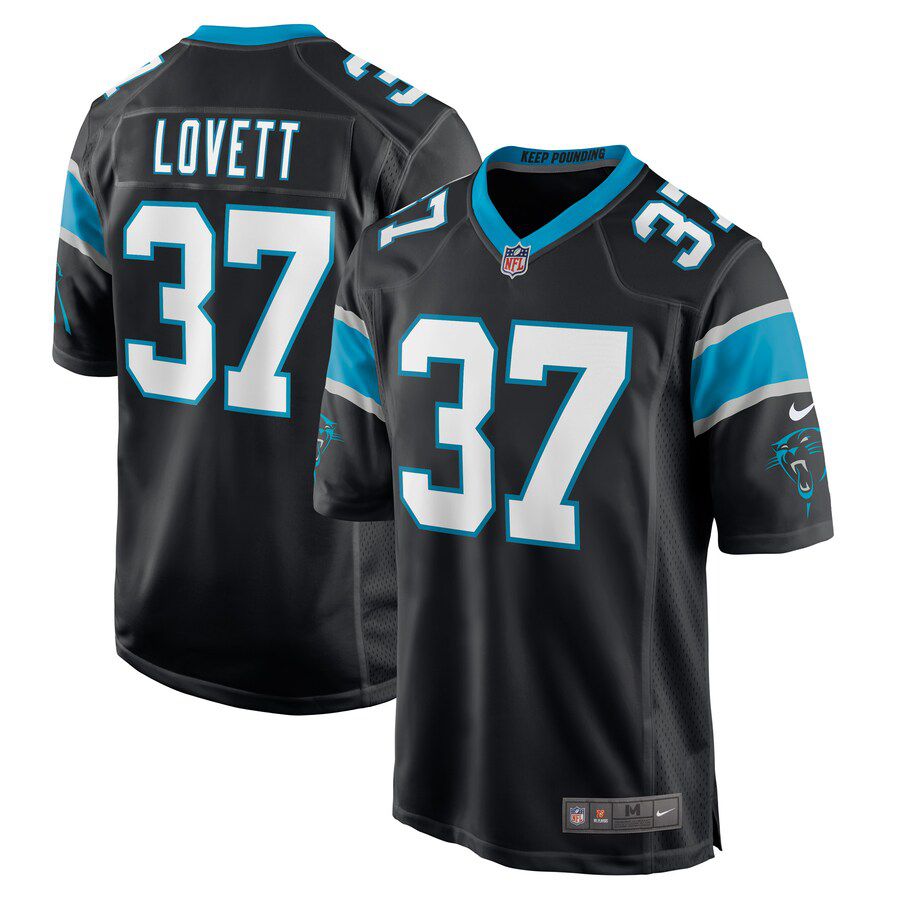 Men Carolina Panthers #37 John Lovett Nike Black Game Player NFL Jersey